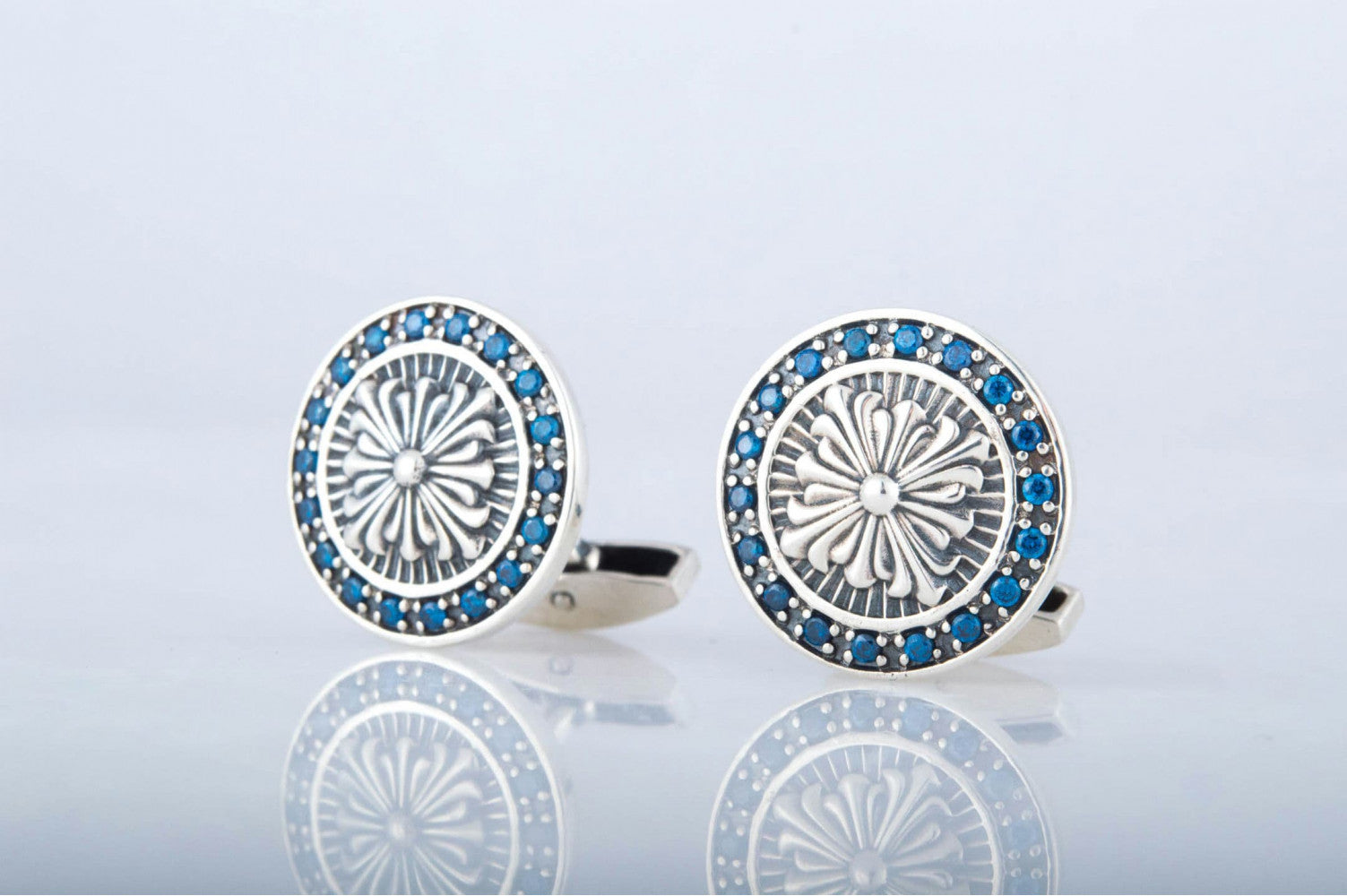 Cufflinks with Cubic Zirconia Sterling Silver Unique Jewelry