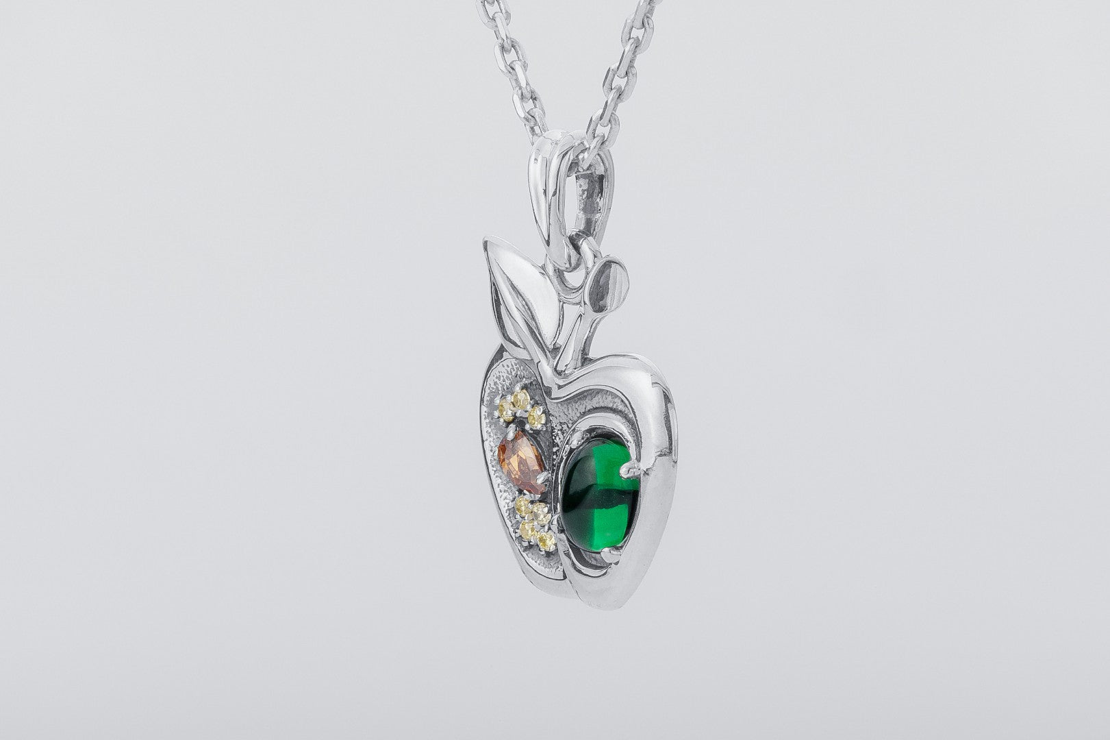 Apple Pendant with Gems, 925 Silver