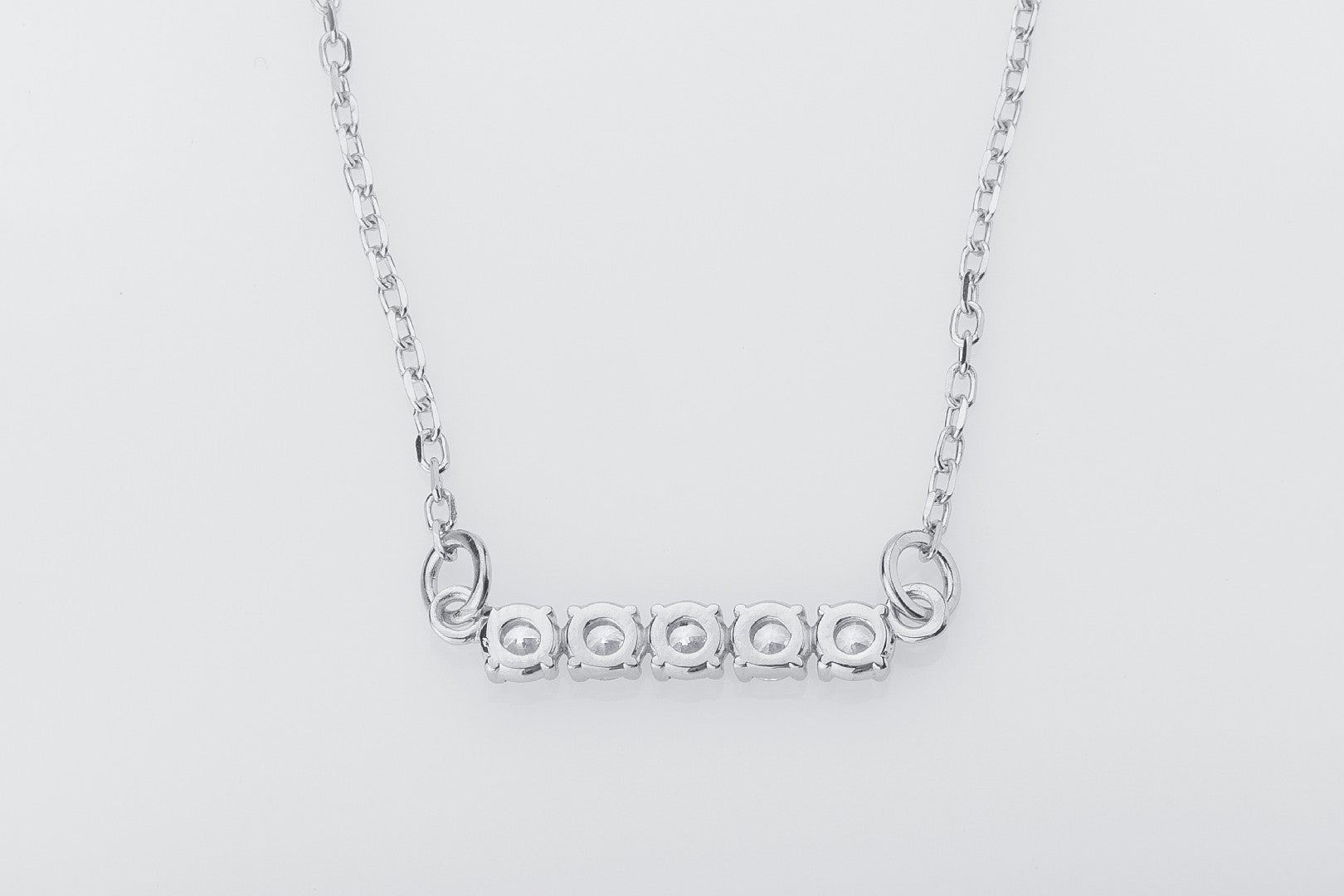 Minimalistic Necklace with Clear Gems, 925 Silver