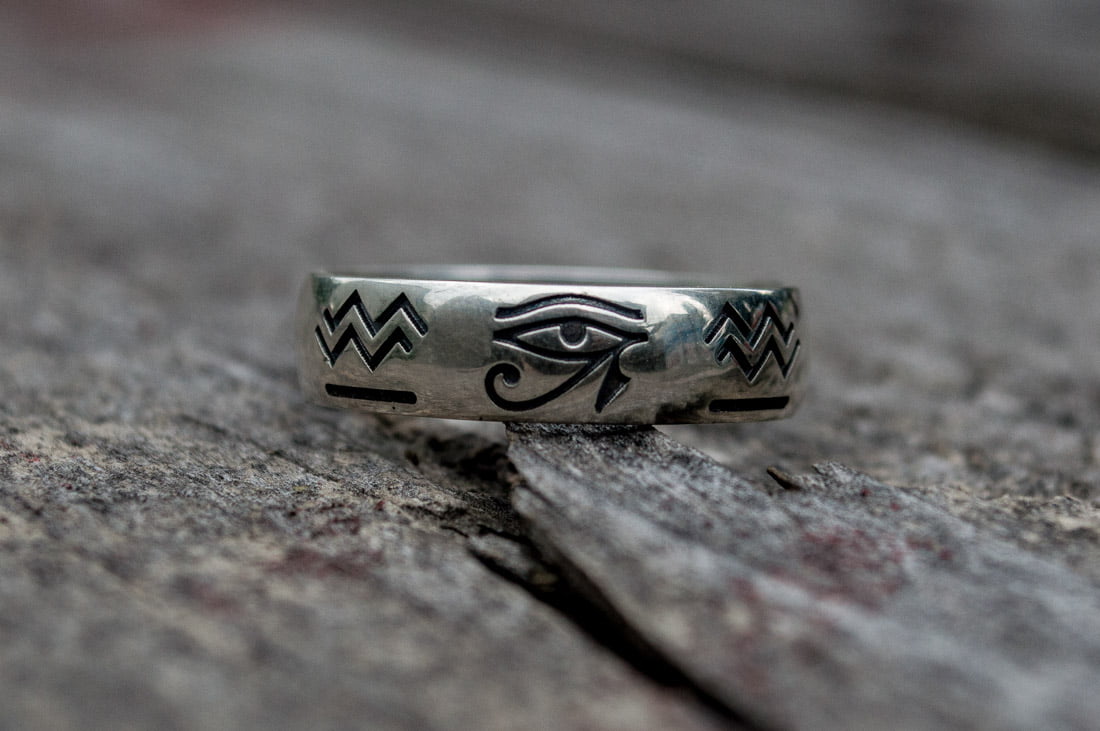 Ring with Egypt Symbol Sterling Silver Unique Jewelry