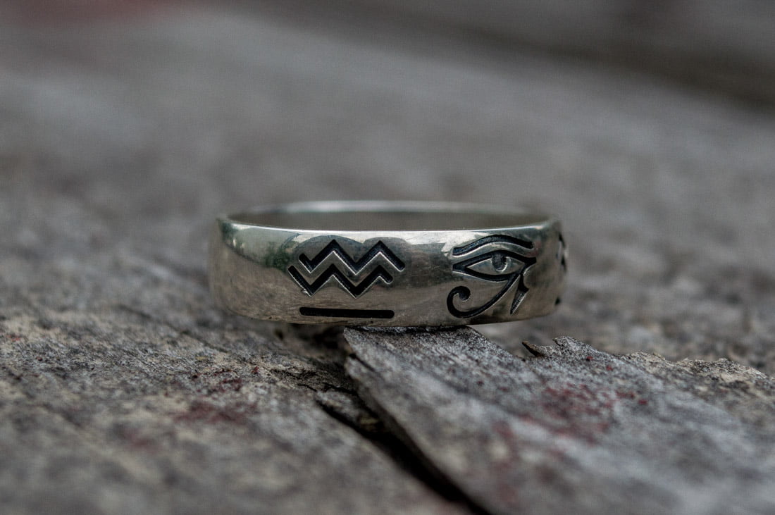 Ring with Egypt Symbol Sterling Silver Unique Jewelry