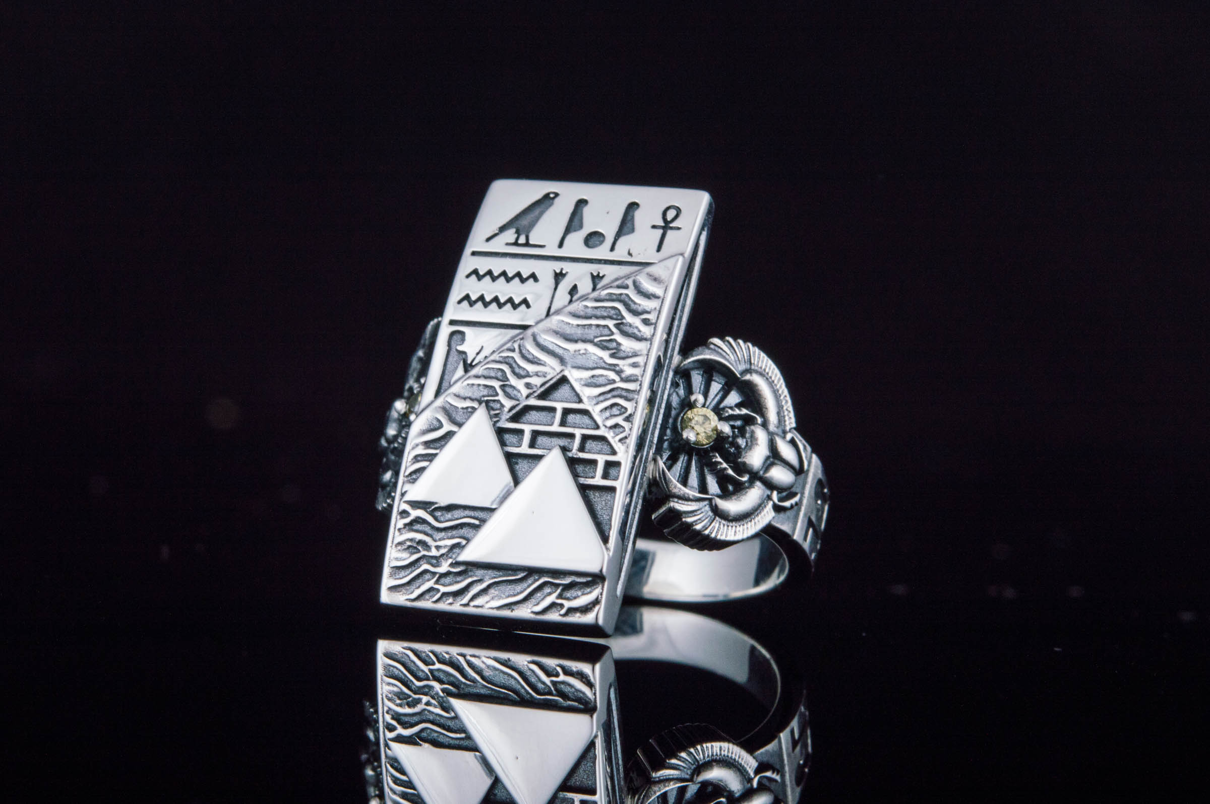Ring with Pyramid Sterling Silver Egypt Jewelry
