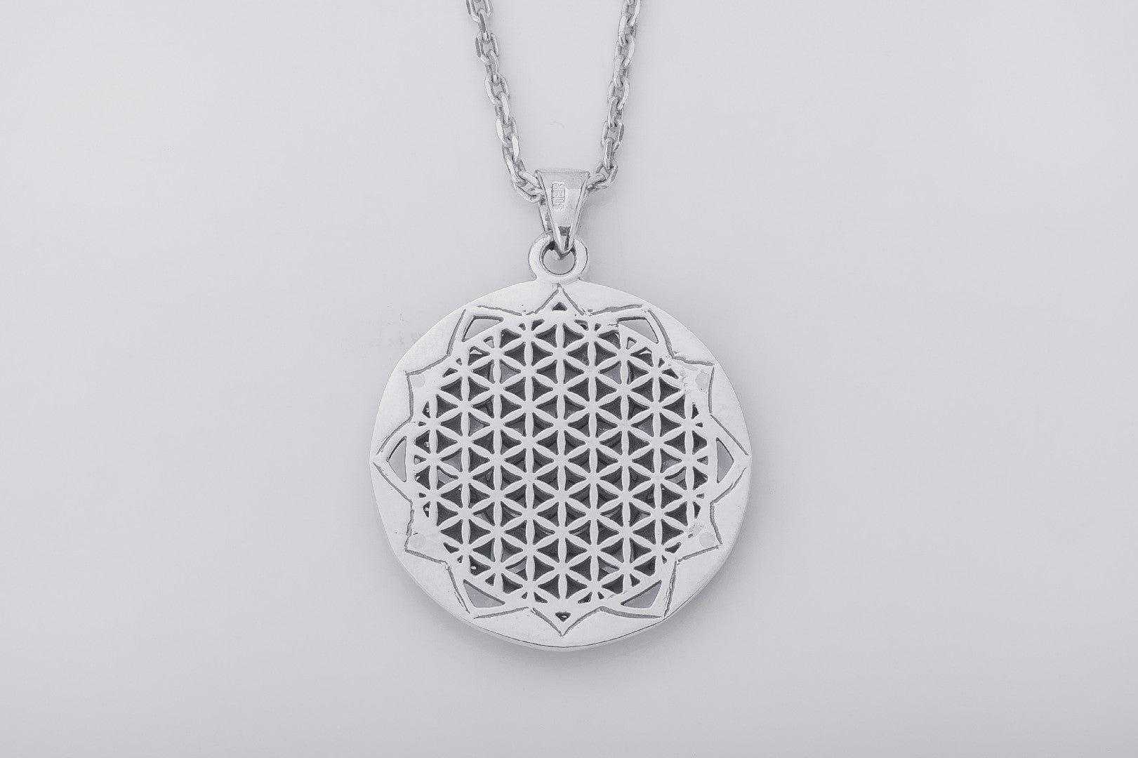 Geometrical Flower Pendant, 925 silver