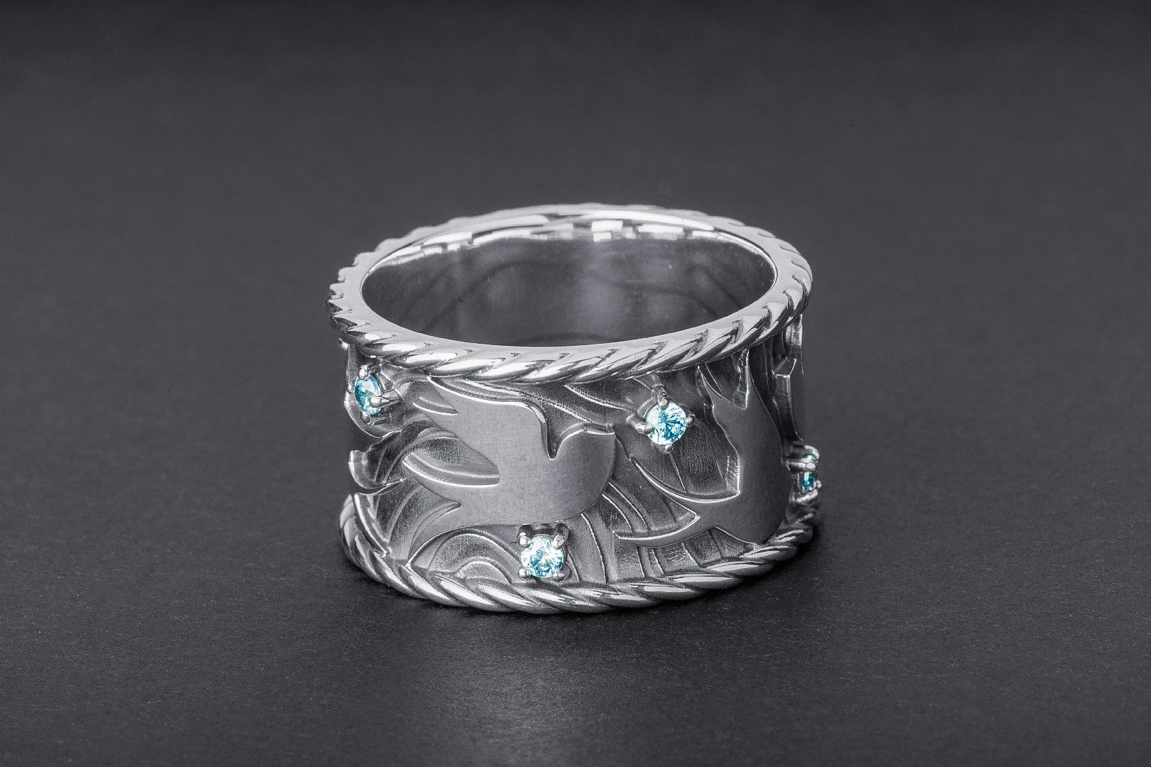 Marlet Birds Ring with Gems, 925 Silver