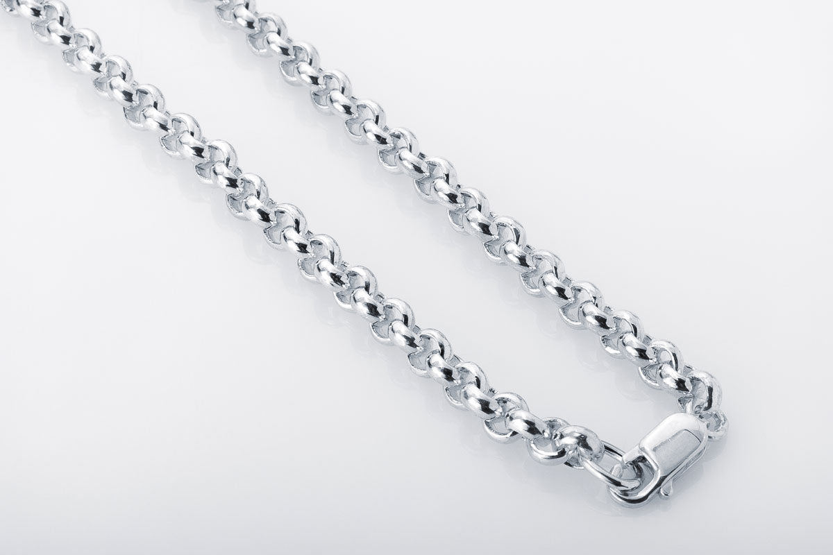 Silver Men Chain, Circle Link Chain, Sterling Silver Chain Necklace, 5 mm Silver Necklace
