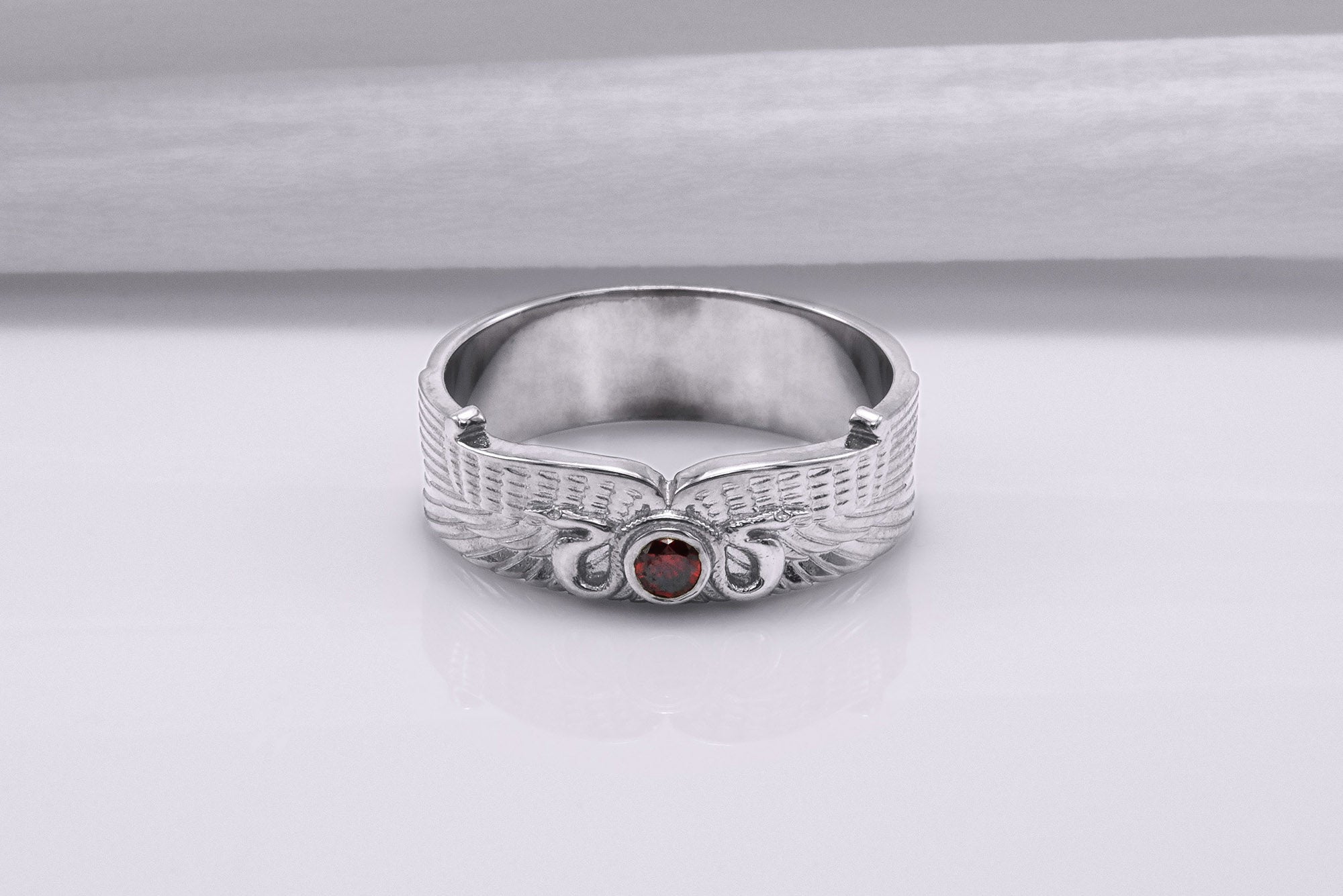 950 Platinum Egypt Ring with Snake Symbol and Cubic Zirconia, Unique Handmade Jewelry