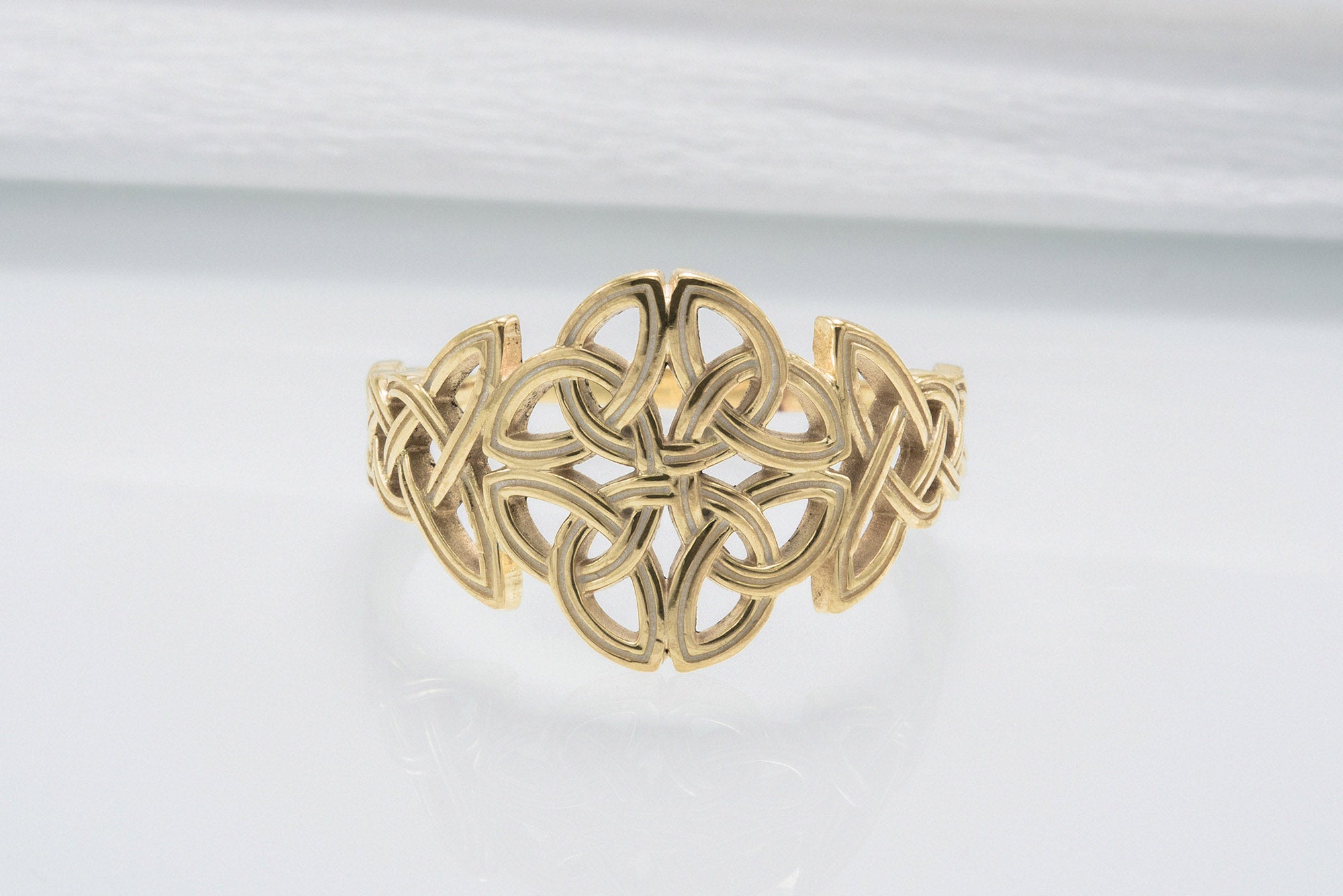 14K Gold Celtic Ornament Ring Handmade Celtic Ring