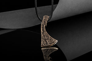 Perun's Axe Bronze Pendant with Beautiful Floral Ornament Reconstruction - vikingworkshop