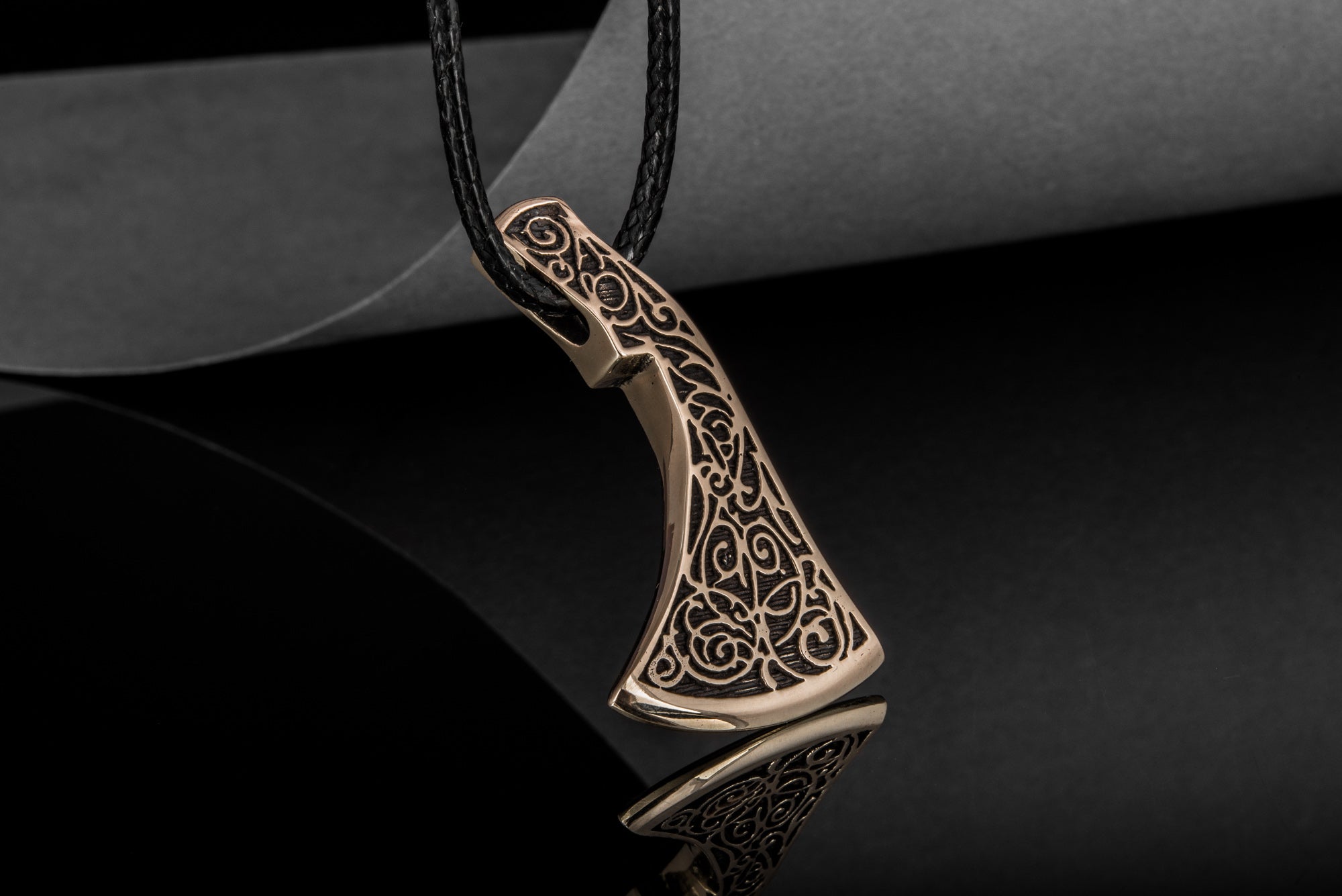 Perun's Axe Bronze Pendant with Beautiful Floral Ornament Reconstruction - vikingworkshop