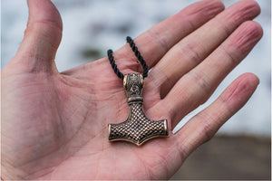 Viking Axe Bronze Pendant with Beautiful Ornament - vikingworkshop