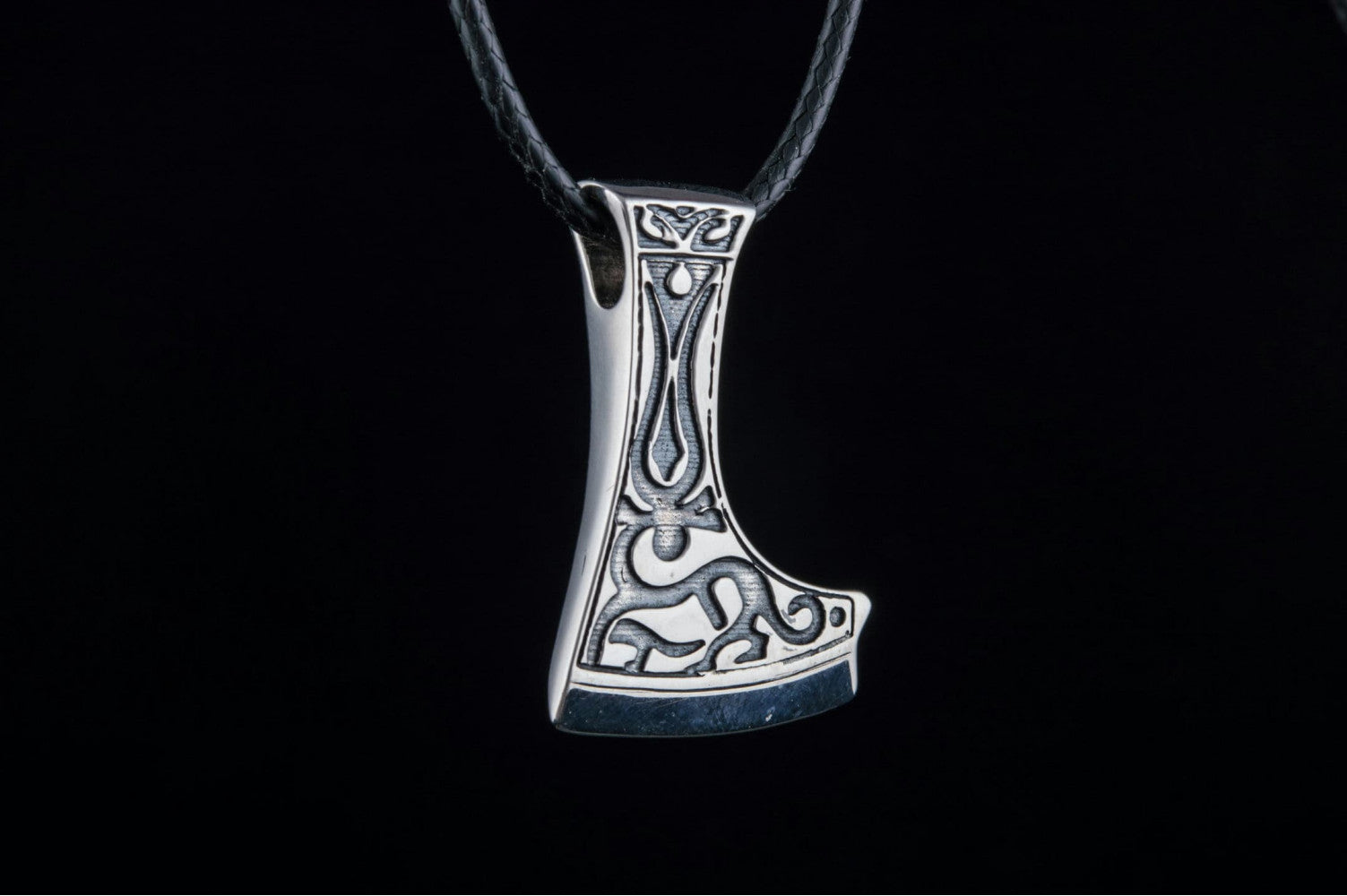 Perun's Axe Sterling Silver Pendant with Deer Ornament Reconstruction - vikingworkshop