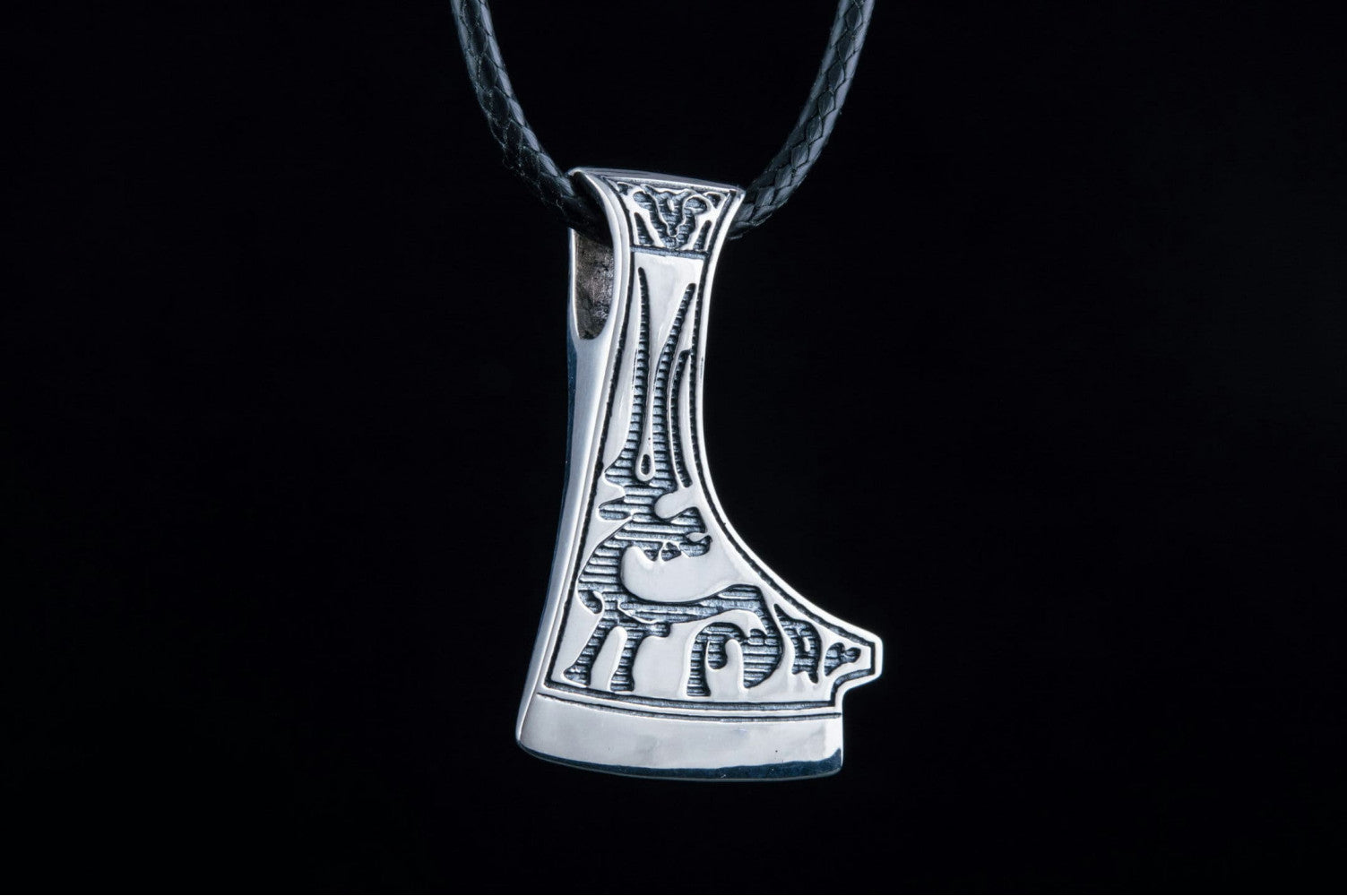 Perun's Axe with Deer Ornament Sterling Silver Pendant Reconstruction - vikingworkshop