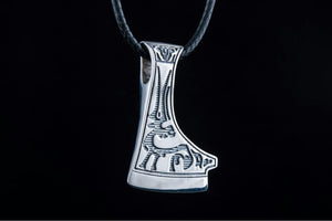 Perun's Axe with Deer Ornament Sterling Silver Pendant Reconstruction - vikingworkshop