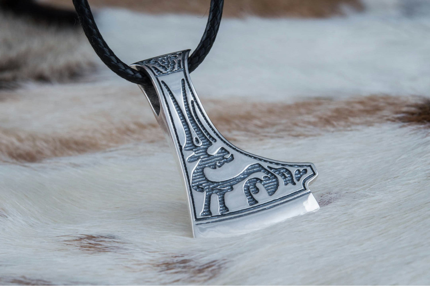 Perun's Axe with Deer Ornament Sterling Silver Pendant Reconstruction - vikingworkshop