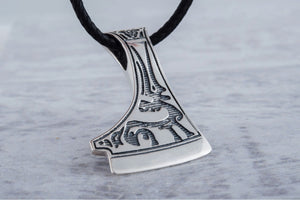 Perun's Axe with Deer Ornament Sterling Silver Pendant Reconstruction - vikingworkshop