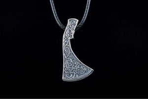 Perun's Axe Sterling Silver Necklace with Floral Ornament Reconstruction - vikingworkshop