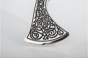 Perun's Axe Sterling Silver Pendant with Beautiful Ornament Reconstruction - vikingworkshop