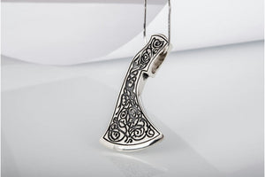Perun's Axe Sterling Silver Pendant with Beautiful Ornament Reconstruction - vikingworkshop