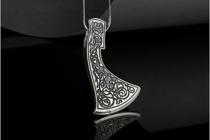 Perun's Axe Sterling Silver Pendant with Beautiful Ornament Reconstruction - vikingworkshop