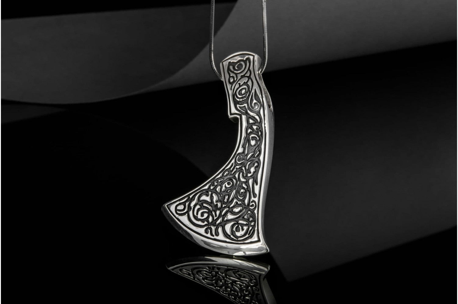 Perun's Axe Sterling Silver Pendant with Beautiful Ornament Reconstruction - vikingworkshop