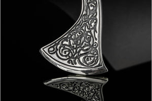 Perun's Axe Sterling Silver Pendant with Beautiful Ornament Reconstruction - vikingworkshop