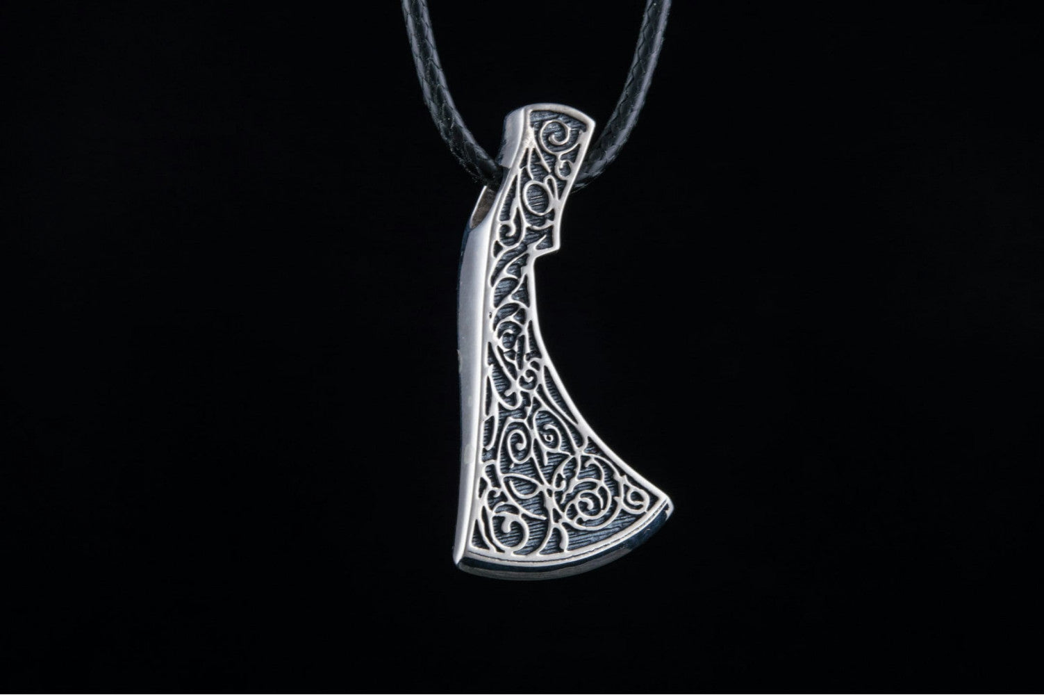 Perun's Axe Sterling Silver Necklace with Floral Ornament Reconstruction - vikingworkshop