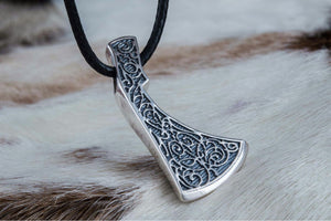 Perun's Axe Sterling Silver Necklace with Floral Ornament Reconstruction - vikingworkshop