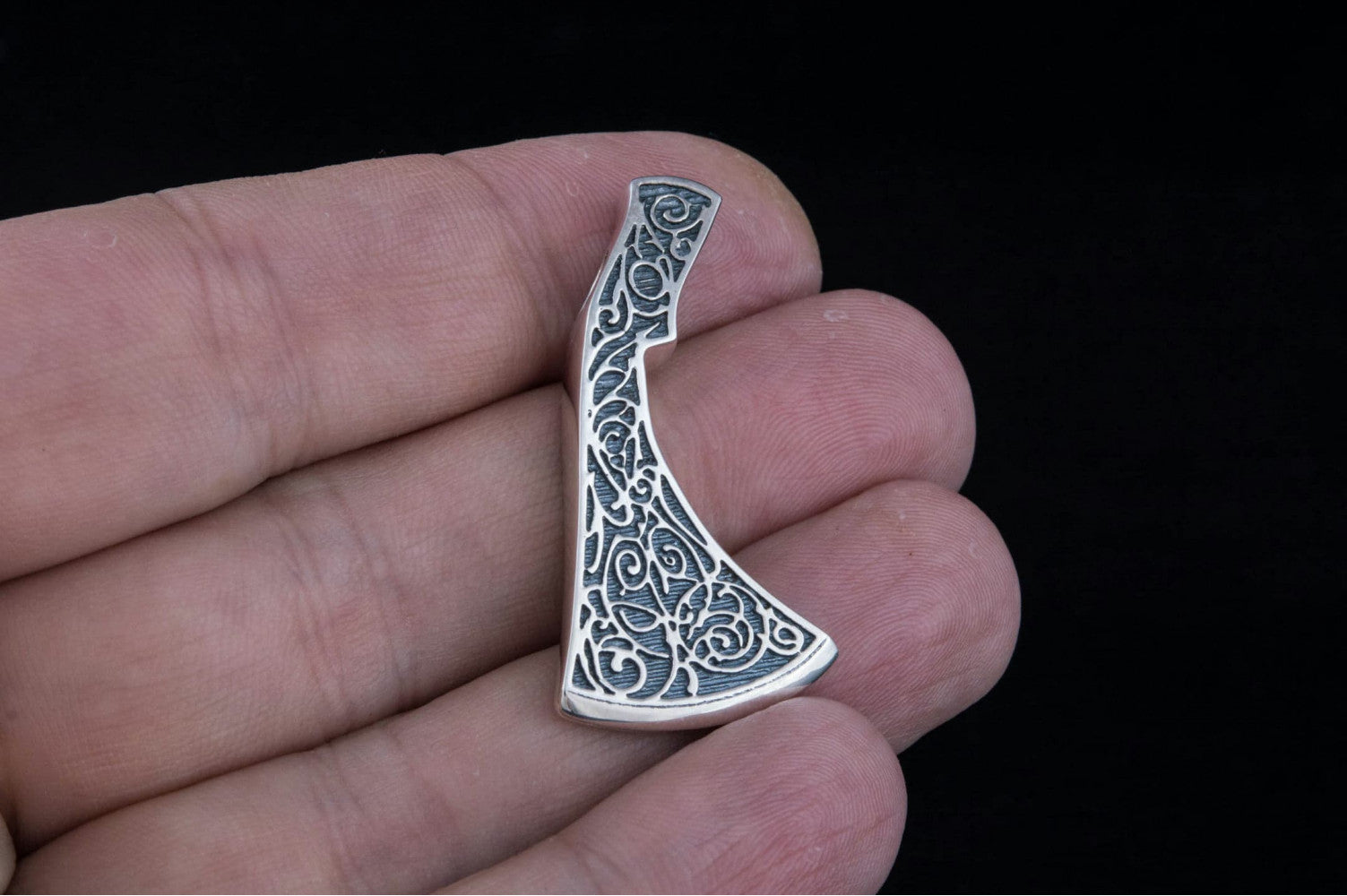 Perun's Axe Sterling Silver Necklace with Floral Ornament Reconstruction - vikingworkshop