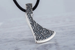 Perun's Axe Sterling Silver Necklace with Floral Ornament Reconstruction - vikingworkshop