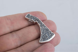 Perun's Axe Sterling Silver Necklace with Floral Ornament Reconstruction - vikingworkshop