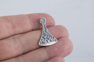 Viking Axe Small Sterling Silver Pendant with Ornament from Mammen Village - vikingworkshop