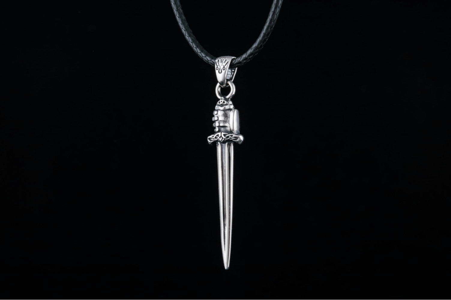 Viking Sword with Hand Pendant Sterling Silver Norse Jewelry - vikingworkshop