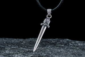 Viking Sword with Hand Pendant Sterling Silver Norse Jewelry - vikingworkshop