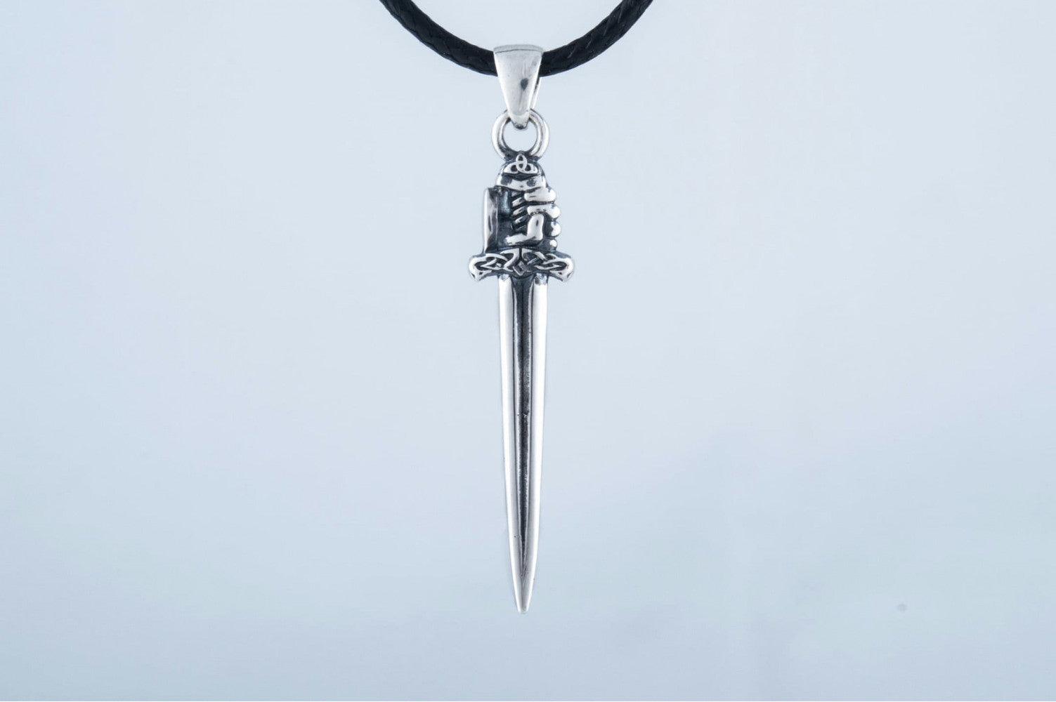 Viking Sword with Hand Pendant Sterling Silver Norse Jewelry - vikingworkshop