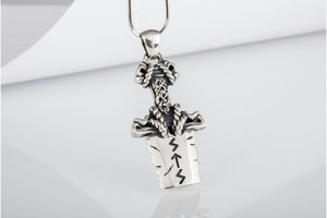 Norse Sword Pendant with Ornament Sterling Silver Viking Jewelry - vikingworkshop