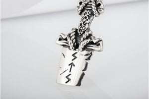 Norse Sword Pendant with Ornament Sterling Silver Viking Jewelry - vikingworkshop