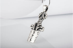 Norse Sword Pendant with Ornament Sterling Silver Viking Jewelry - vikingworkshop