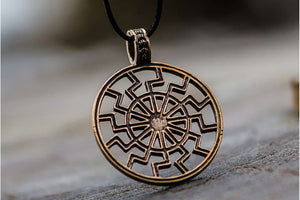 Black Sun or Schwarze Sonne Symbol Bronze Pendant - vikingworkshop