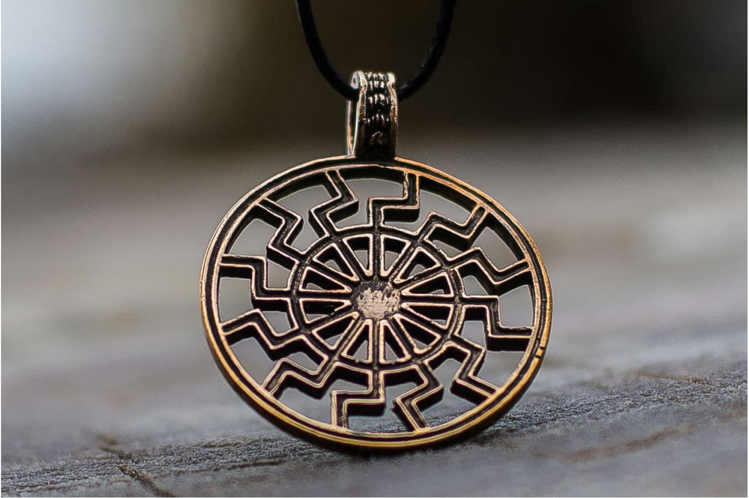 Black Sun or Schwarze Sonne Symbol Bronze Pendant - vikingworkshop