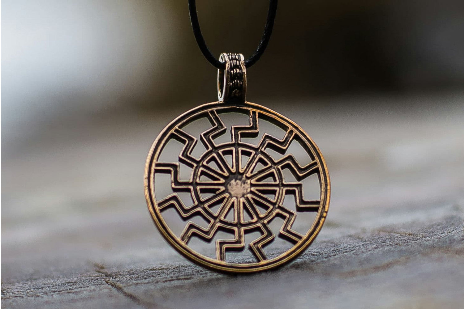 Black Sun or Schwarze Sonne Symbol Bronze Pendant - vikingworkshop