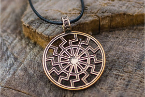 Black Sun or Schwarze Sonne Symbol Bronze Pendant - vikingworkshop