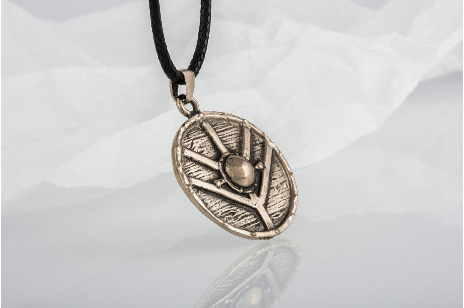 Lagertha's Shield Pendant Unique Bronze Viking Necklace - vikingworkshop