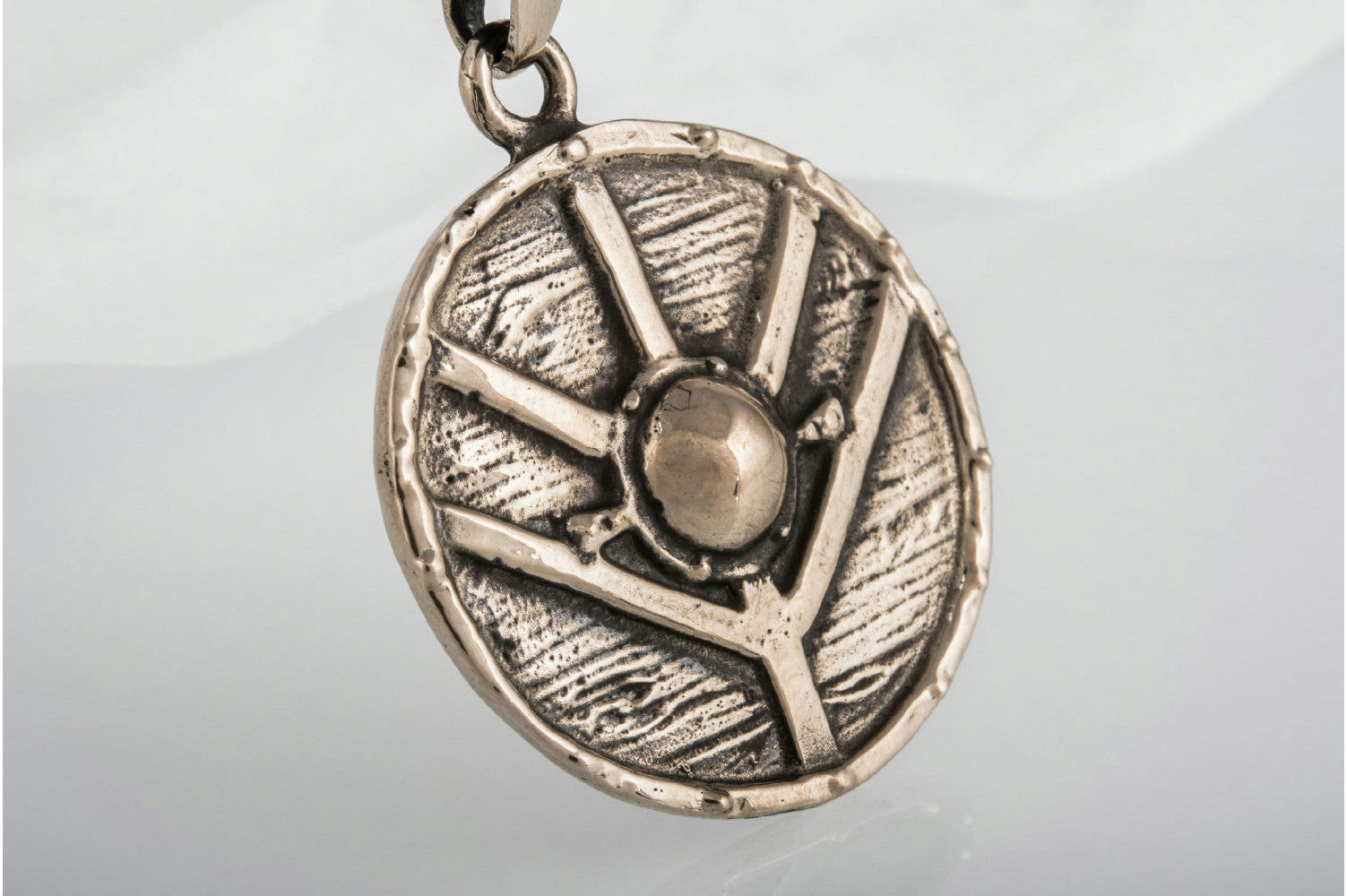 Lagertha's Shield Pendant Unique Bronze Viking Necklace - vikingworkshop