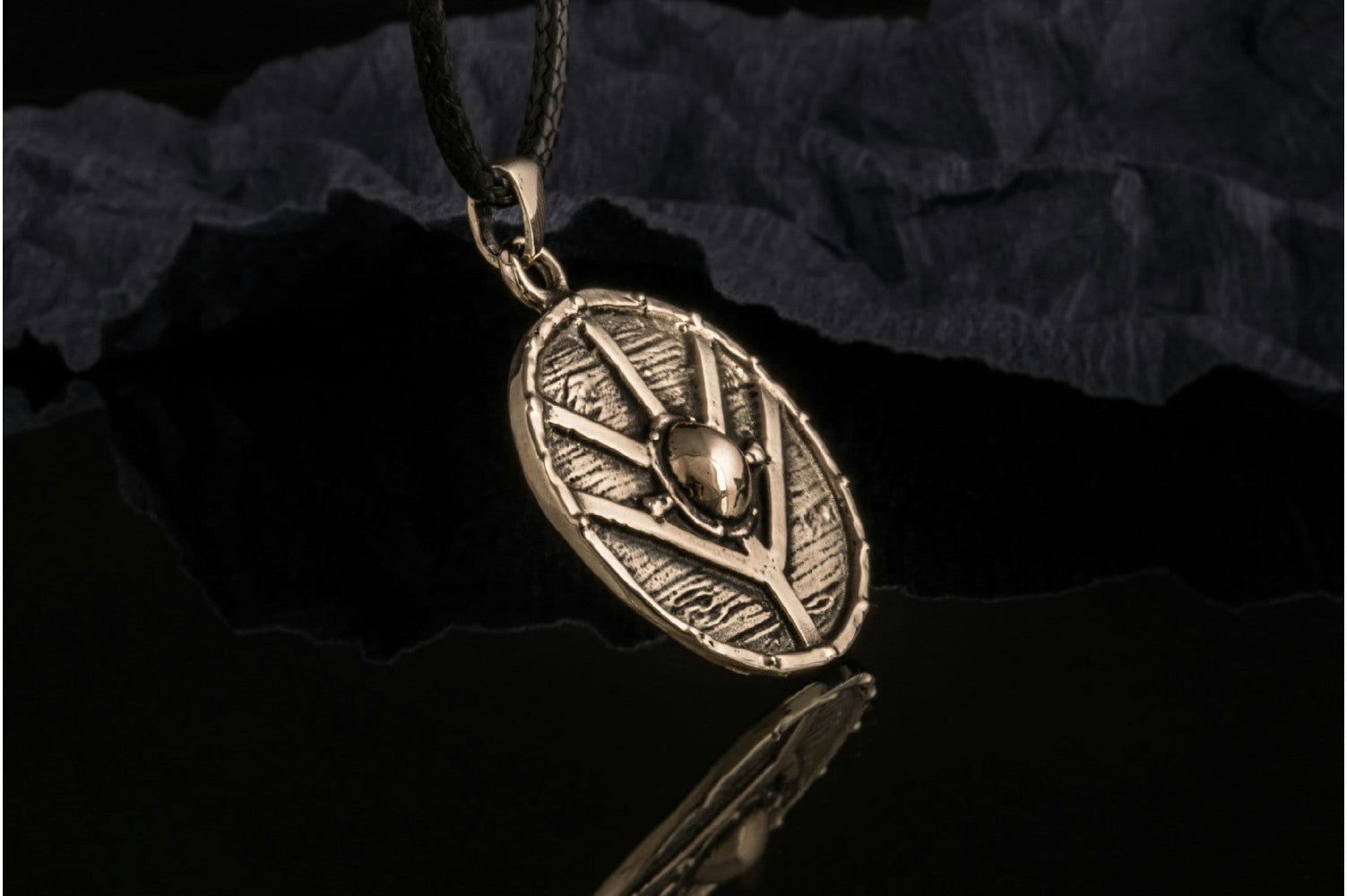 Lagertha's Shield Pendant Unique Bronze Viking Necklace - vikingworkshop