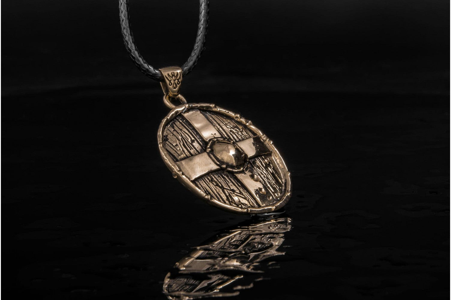 Rollo's Shield Pendant Unique Bronze Viking Necklace - vikingworkshop