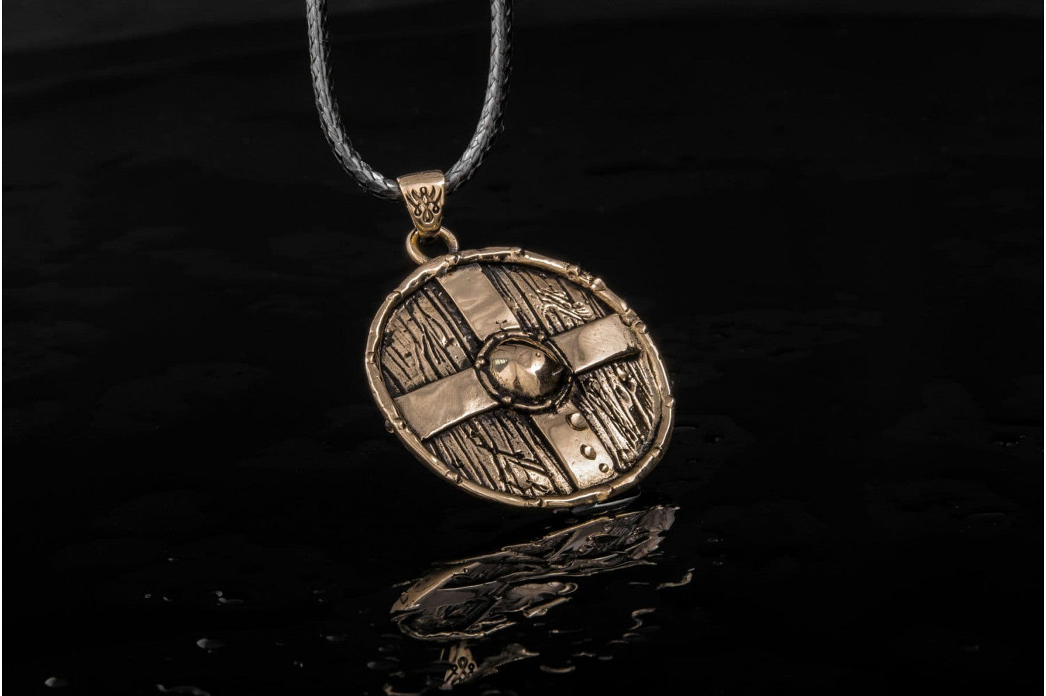 Rollo's Shield Pendant Unique Bronze Viking Necklace - vikingworkshop