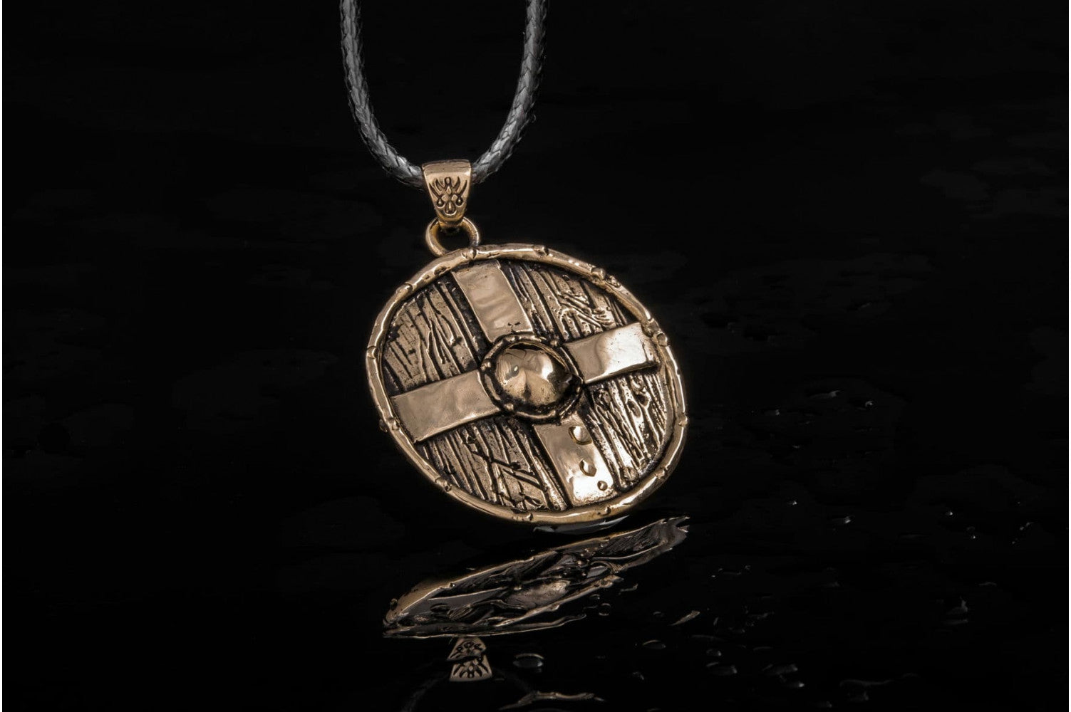 Rollo's Shield Pendant Unique Bronze Viking Necklace - vikingworkshop