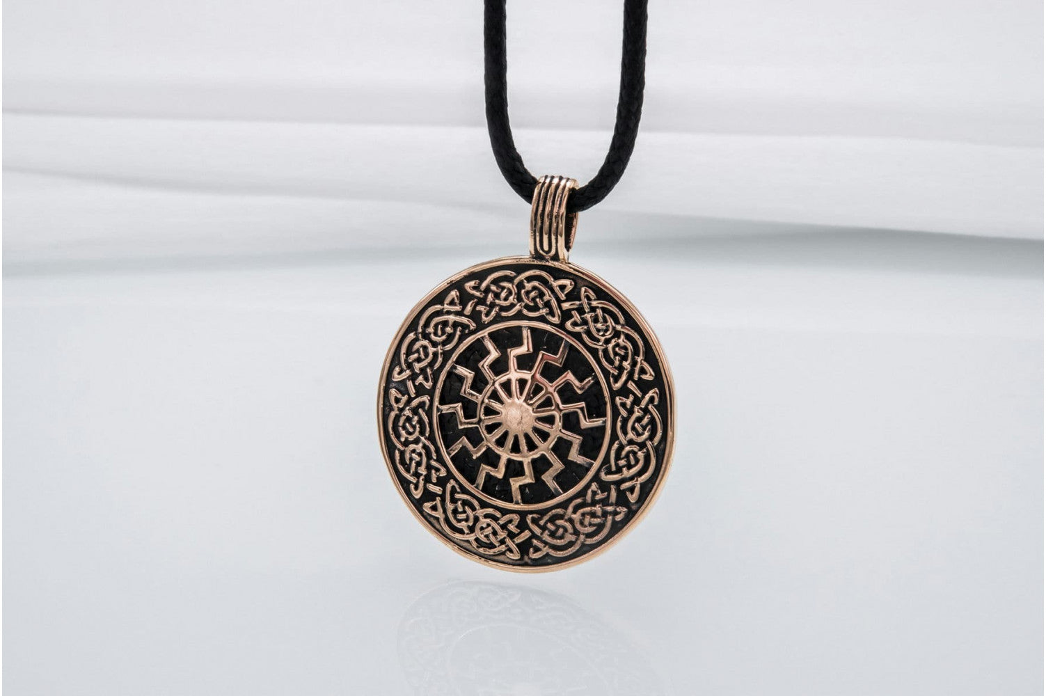 Black Sun with Viking Ornament Pendant Bronze Viking Jewelry - vikingworkshop