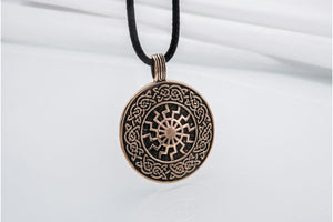 Black Sun with Viking Ornament Pendant Bronze Viking Jewelry - vikingworkshop