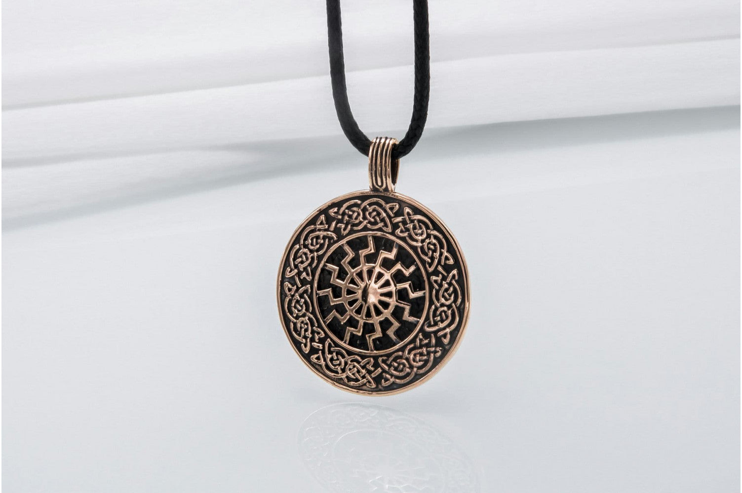 Black Sun with Viking Ornament Pendant Bronze Viking Jewelry - vikingworkshop